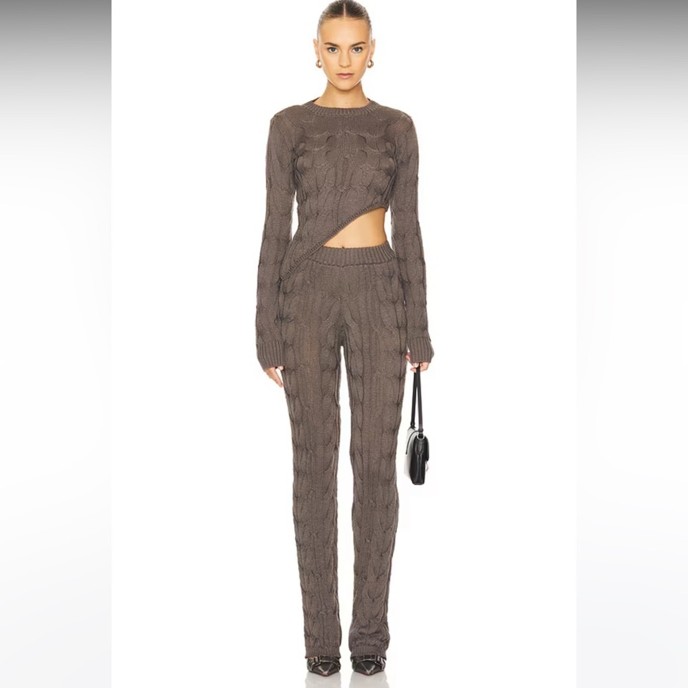 REVOLVE Brown Cable Knit Straight Leg Jumpsuit